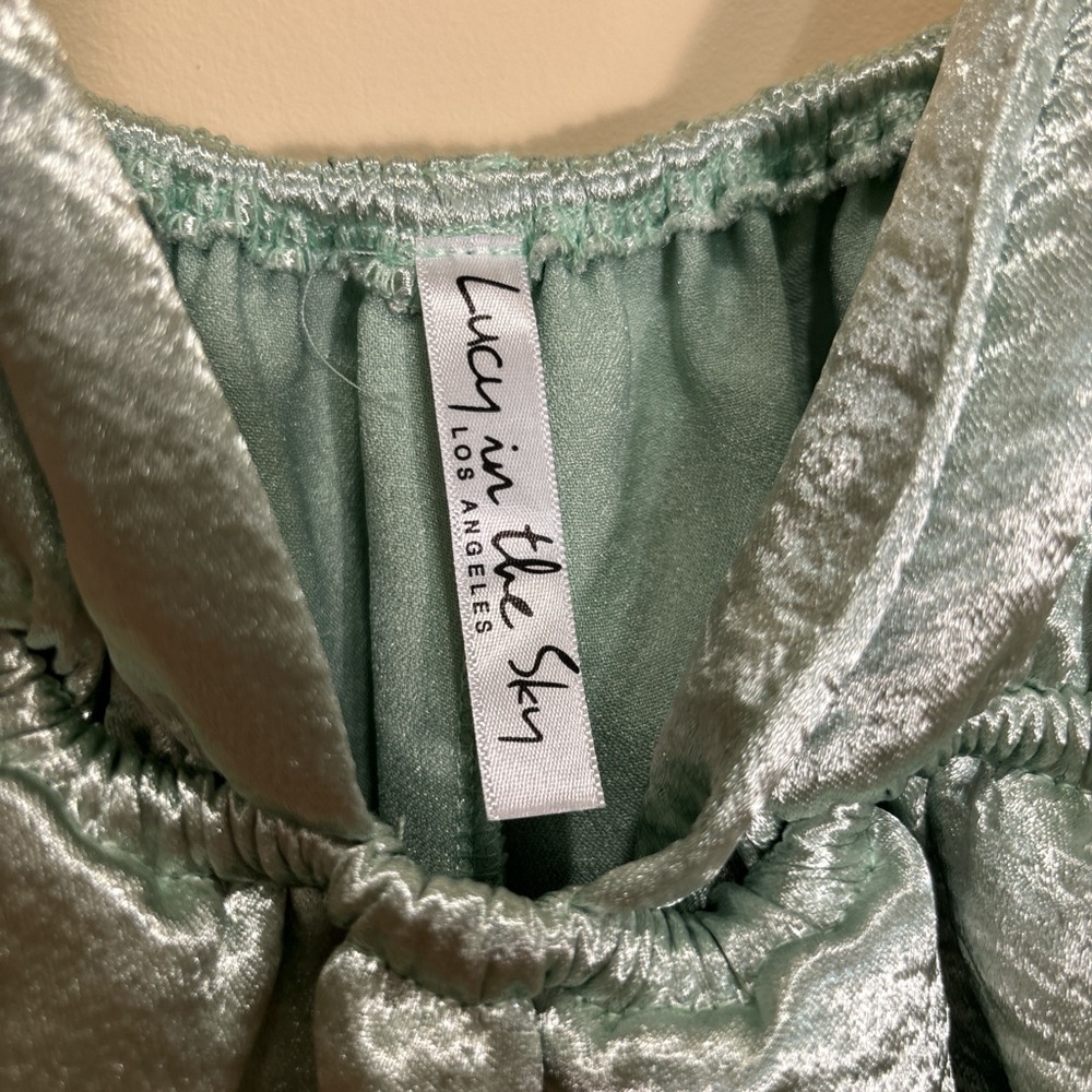 Lucy in the Sky Metallic Mint Green Mini Dress - Picture 6 of 6